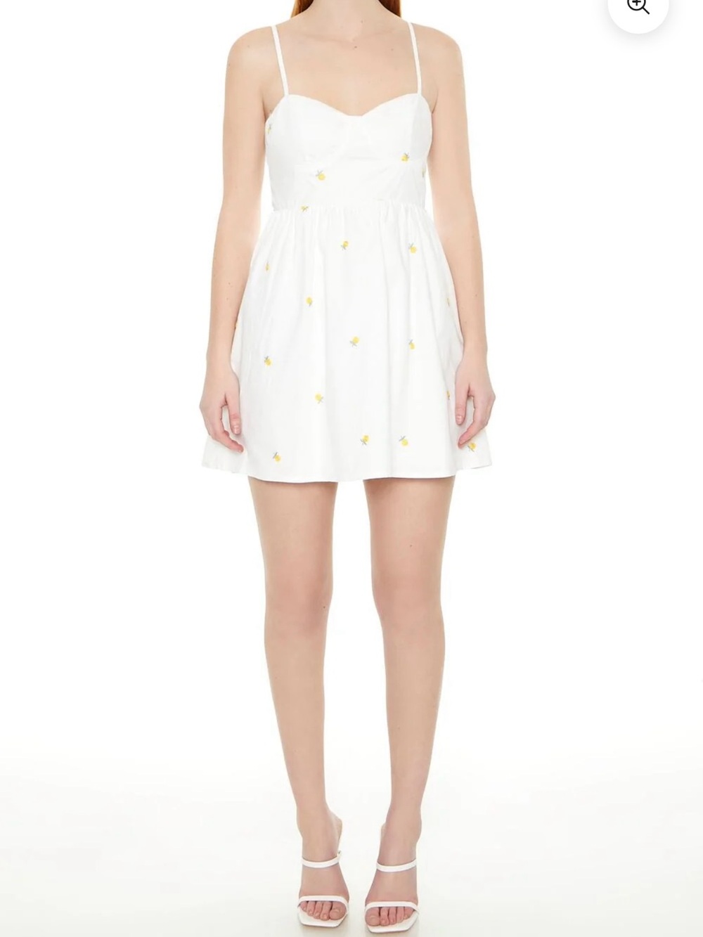 Forever 21 White Mini Dress with Yellow Daisy Embroidery